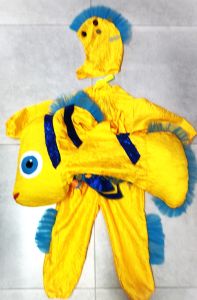 Kids Costumes to Hire - Fish - YELLOW  - Headpce, fish ride one, onesie = 3pce